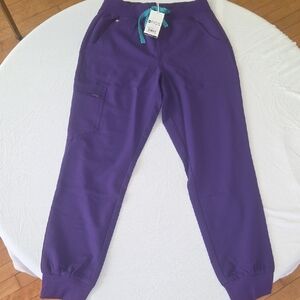 NWT FIGS Zamora High Waisted Purple Jogger Scrub Pants Cargo Pocket Size Small